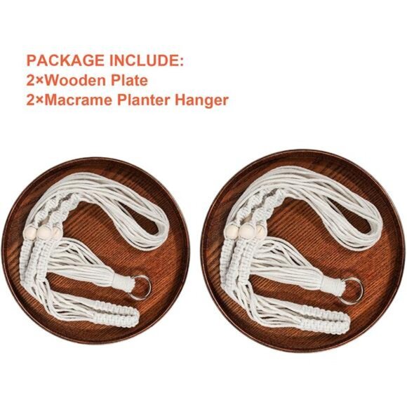 Macrame Plant Hanger - 2 Set Indoor Hanging Planter Shelf - Hanging Planter - Picture 5 of 8